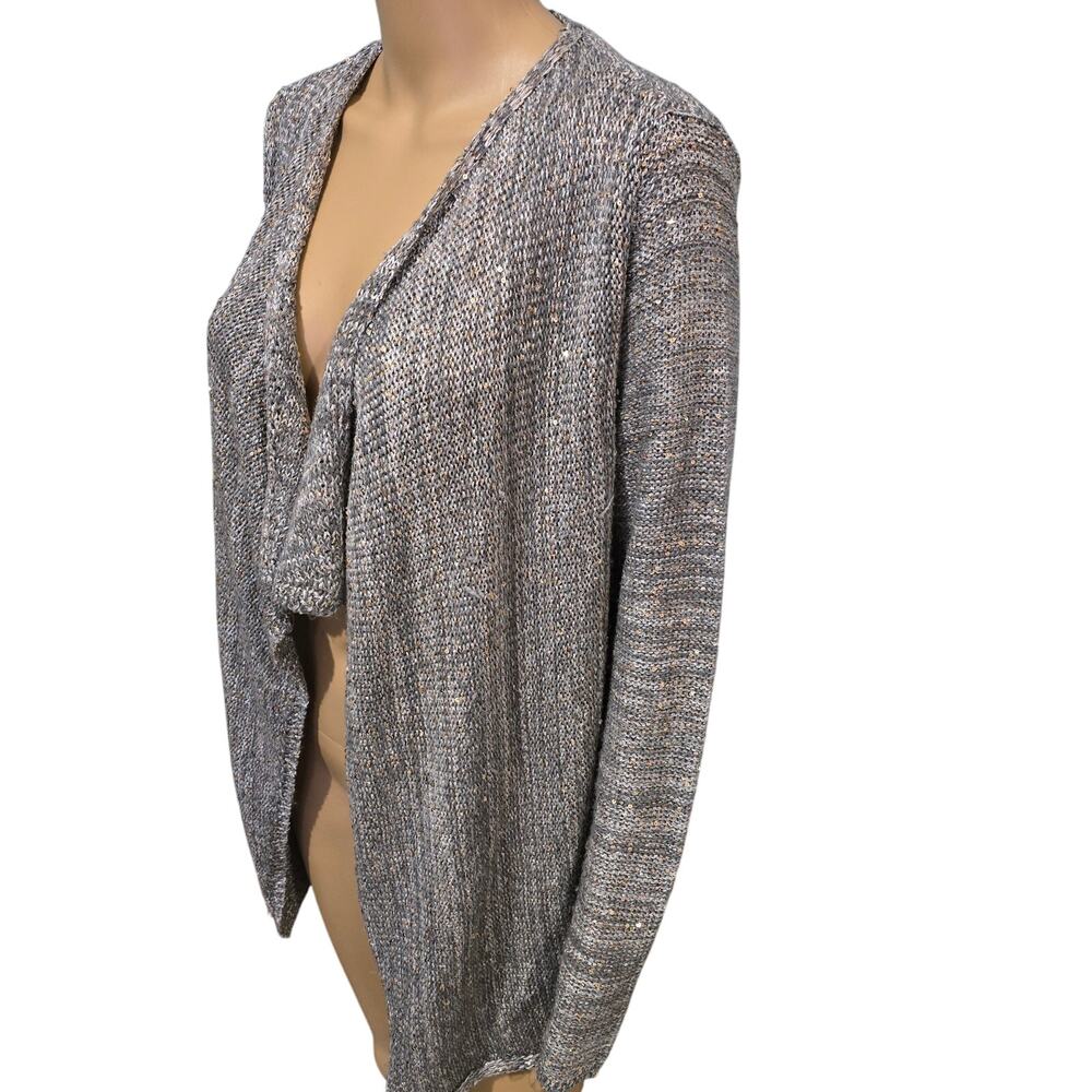 White House Black Market silver sequin cardigan tapered sweater size S - Picture 2 of 5